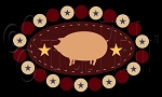 1958 * Pig Penny Rug 7.25x12